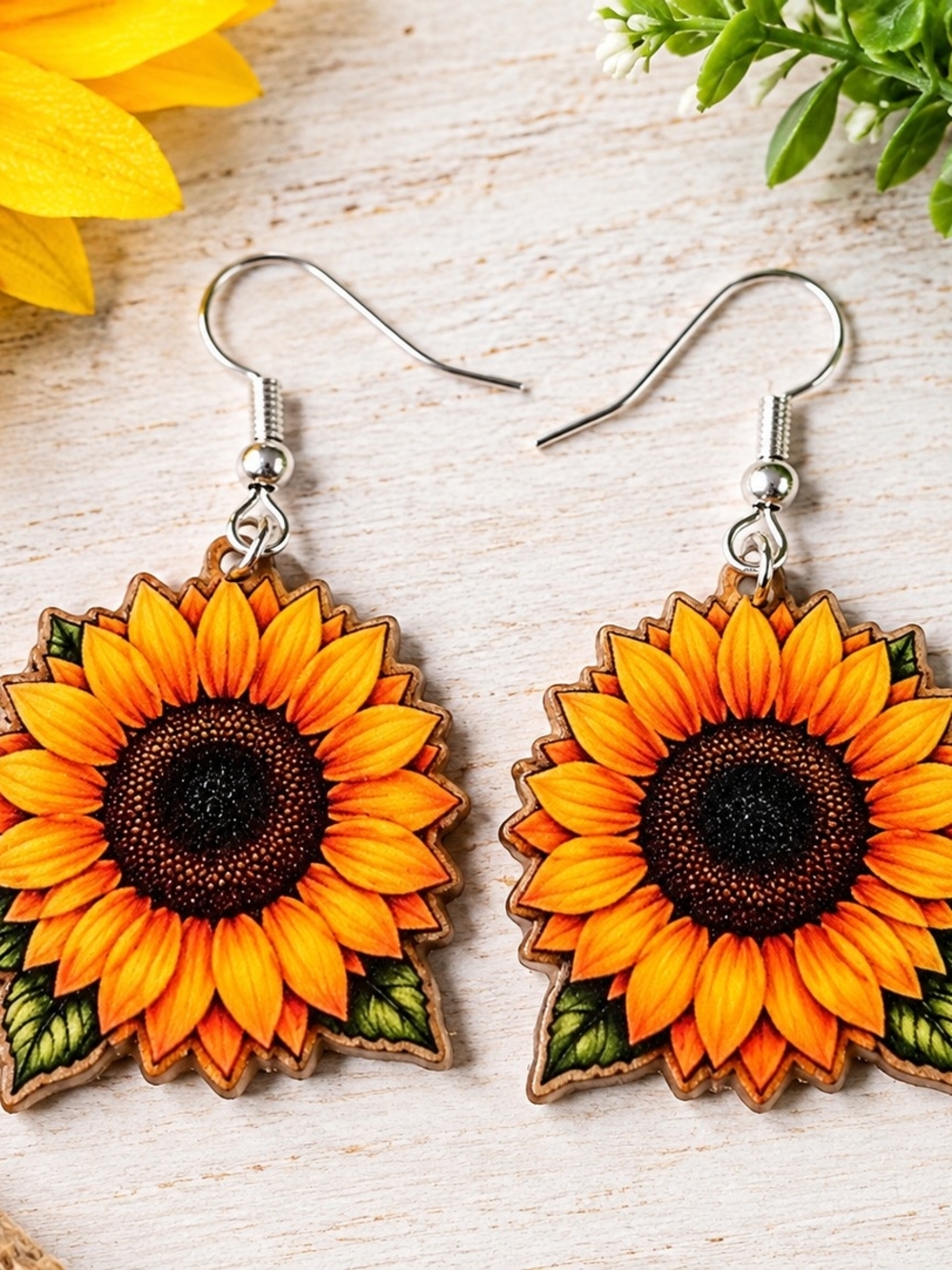 Sunflower Dangle Earrings – Orange Floral Drop Earrings for Women